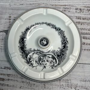 Sisters By Laszlo Jurcsak Ashtray Hollohaza Black and Gold Round